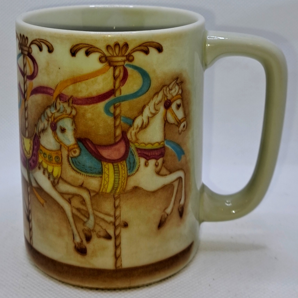 Vintage Otagiri Carousel Horse Coffee Mug Tea Cup Merry Go Round Japan 8 oz